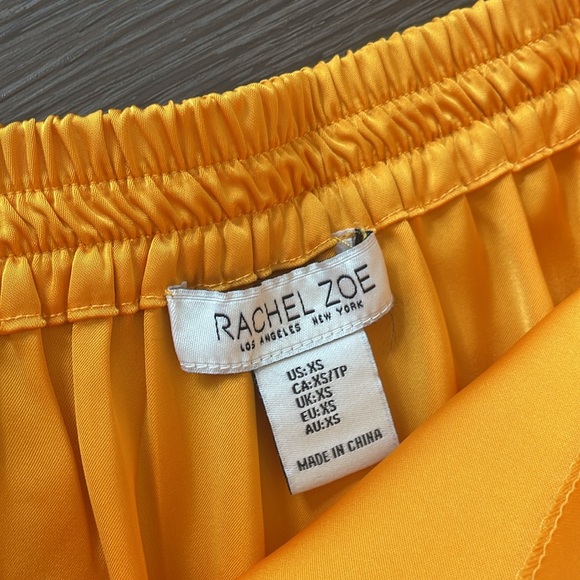 💛RACHEL ZOE gold/mustard cocktail fringe satin skirt w/left side split Size xs - Picture 4 of 15